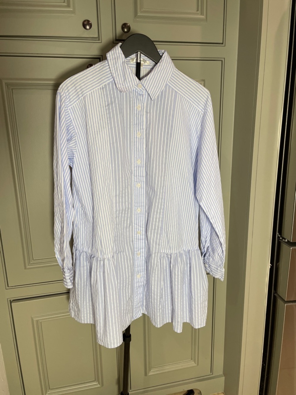 Seersucker Stripe Peplum Shirt Dress Coastal Prep Hamptons Chic